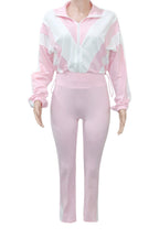 Sporty Color Block 2-Piece Tracksuit Lavish Daily