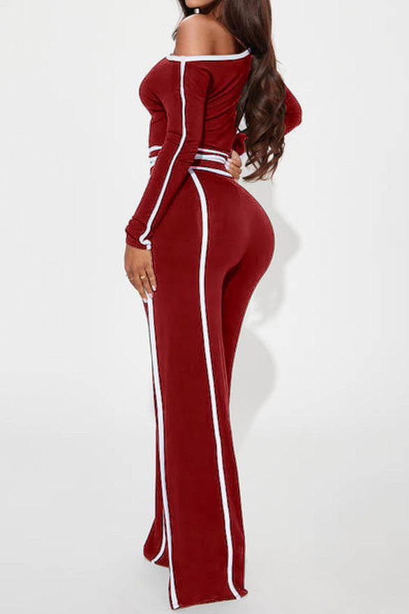 One Shoulder Top and Wide Leg Pants Set Lavish Daily