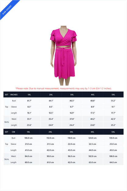 Plus Size Ruffle Tie Front Skirt Set LavishDaily