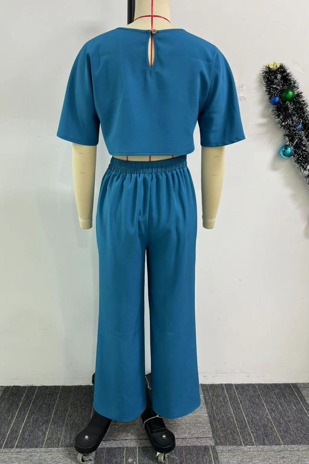 Solid Top & Button Pants Set Lavish Daily