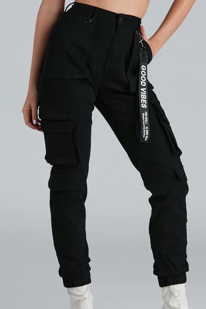 High Rise Cargo Joggers With Pockets Lavish Daily