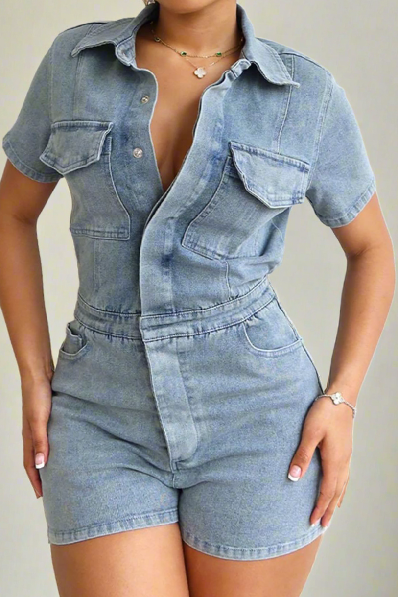 Denim Romper Lavish Daily