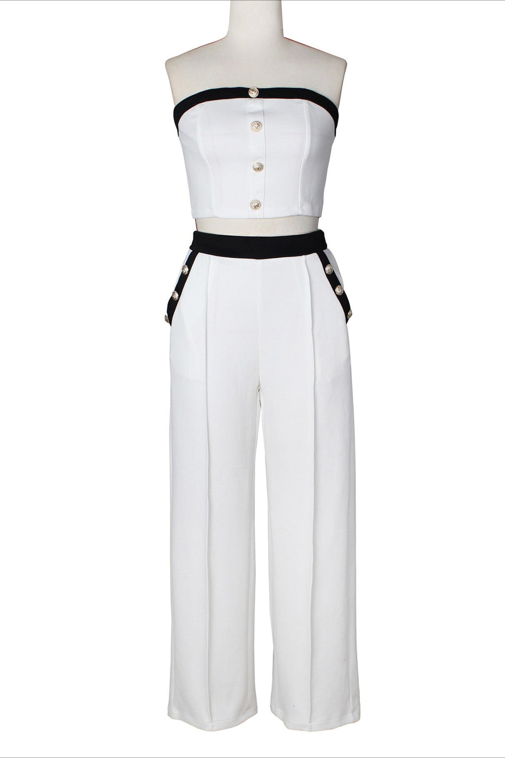 Wide-Leg Pant Suit with Wrap Detail Top Lavish Daily