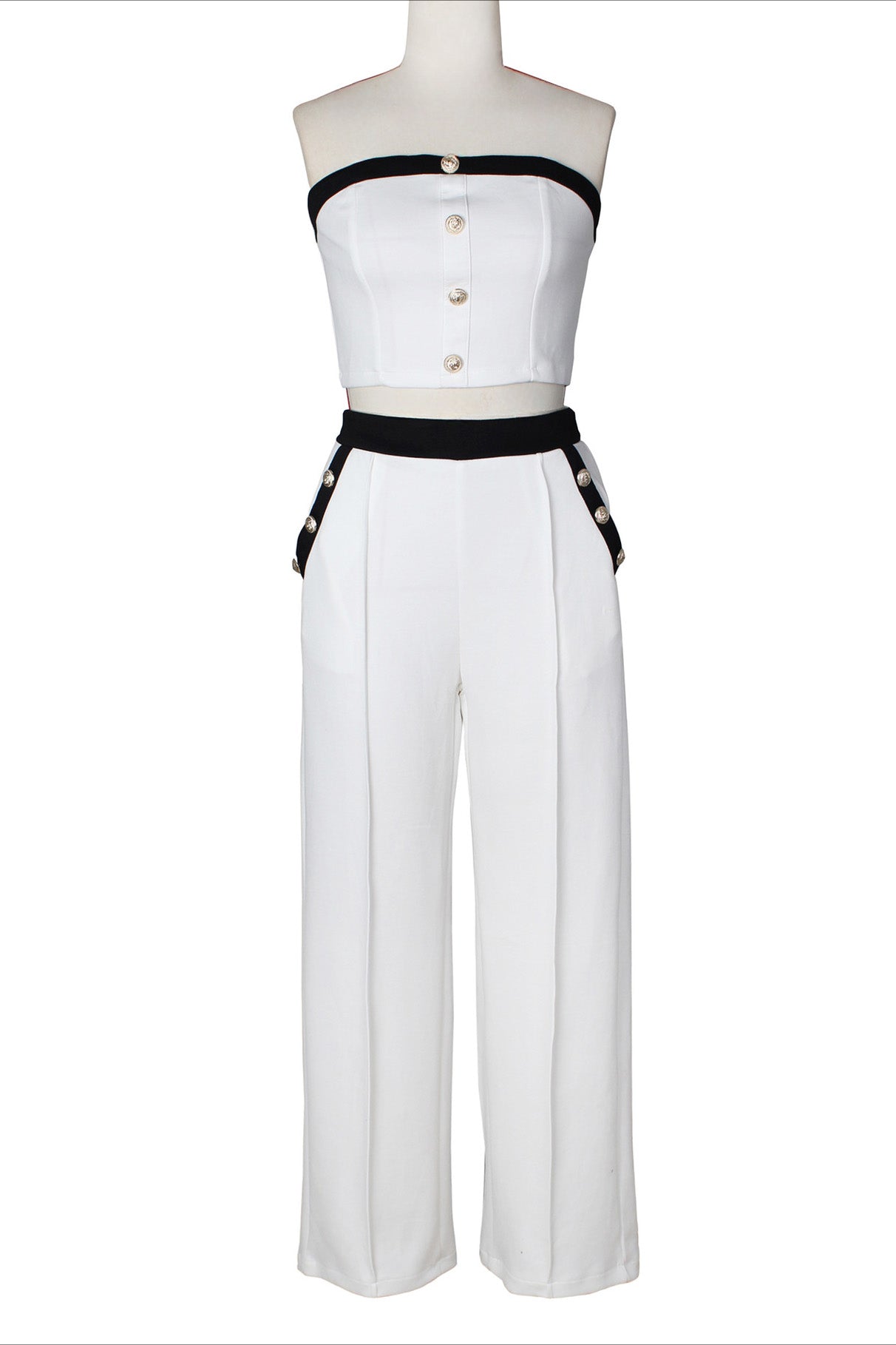 Wide-Leg Pant Suit with Wrap Detail Top Lavish Daily