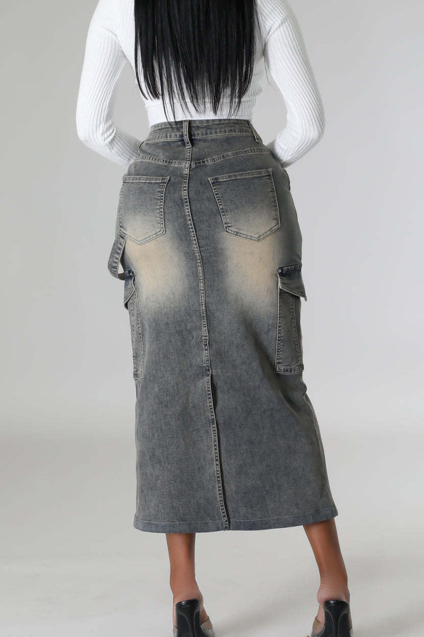 Pocket Maxi Denim Skirts Lavish Daily