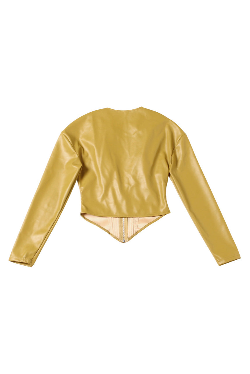 Faux Leather Zip-Up Corset Top Lavish Daily