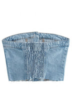 Denim Corset Crop Strapless Tank Lavish Daily