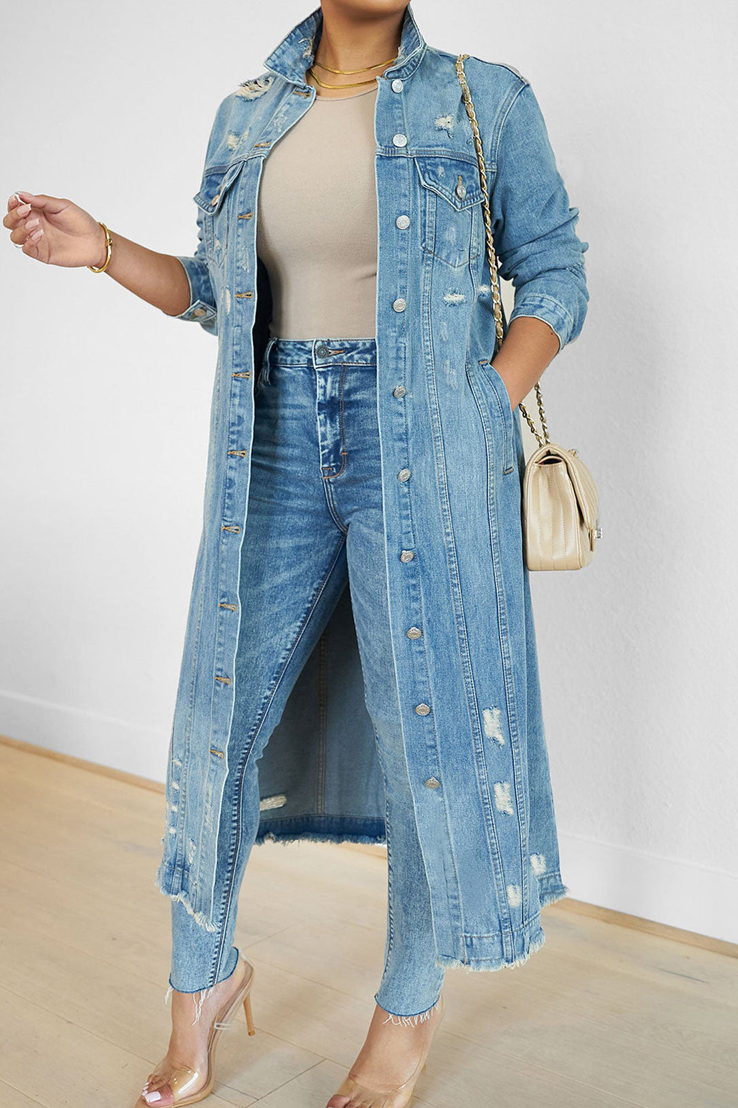 Ripped Denim Jacket Lavish Daily