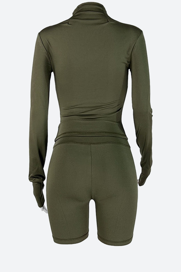 Long Sleeve Crop Top and Shorts Set Lavish Daily