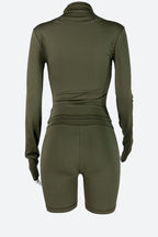 Long Sleeve Crop Top and Shorts Set Lavish Daily
