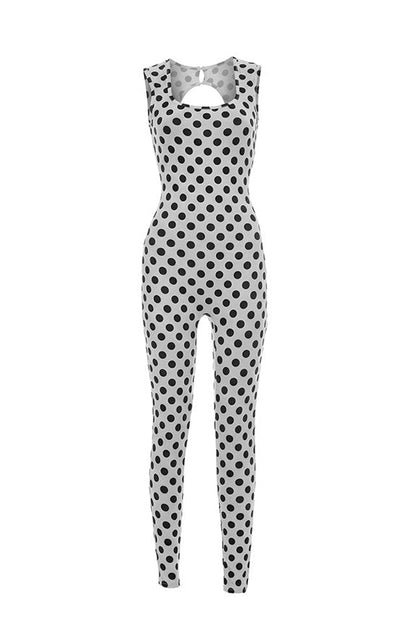 Sleeveless Polka Dot Bodycon Jumpsuit Lavish Daily