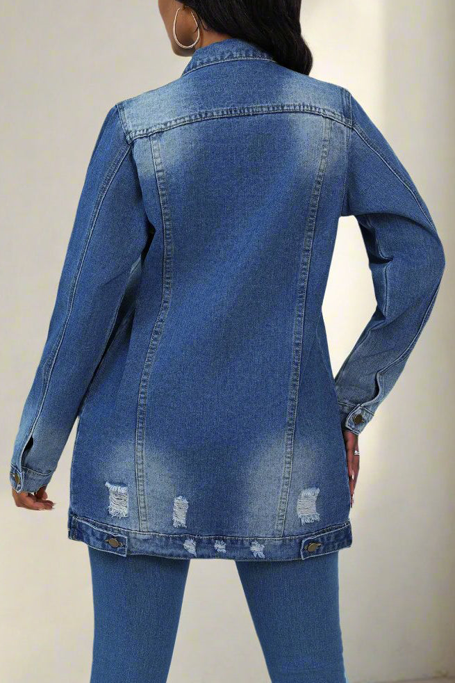 Distressed Denim Jacket Lavish Daily