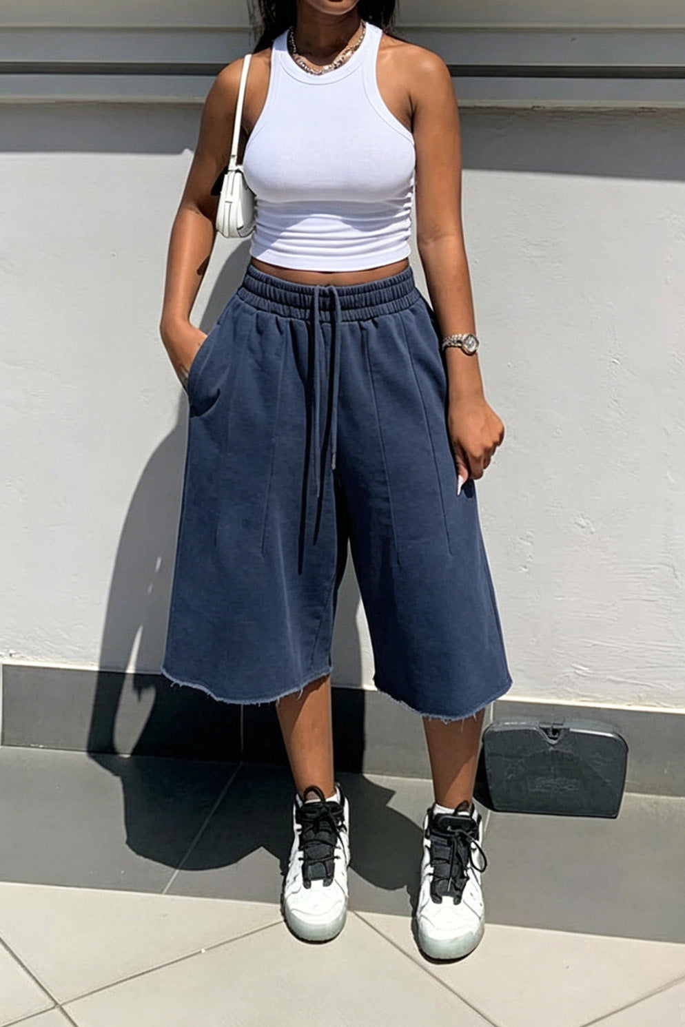 Vintage Wash Raw Hem Baggy Sweat Shorts Lavish Daily