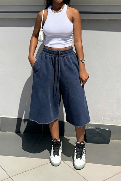 Vintage Wash Raw Hem Baggy Sweat Shorts Lavish Daily