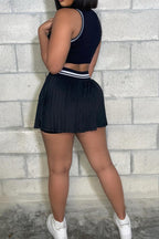 Sleeveless Crop Top and Pleated Skirt Set Lavish Daily