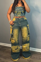 Vintage Loose Fit Multi-Pocket Cargo Jeans Lavish Daily