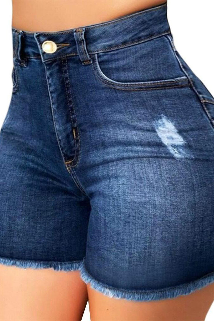 Stretch Skinny Ripped Denim Shorts Lavish Daily