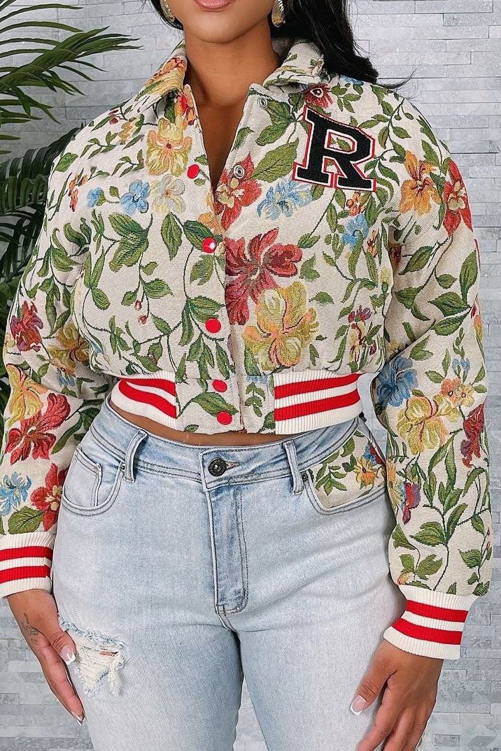 Cropped Tapestry Varsity Jacket Lavish Daily