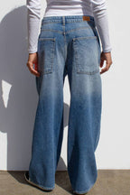 High Waist Vintage Wash Straight Leg Jeans Lavish Daily