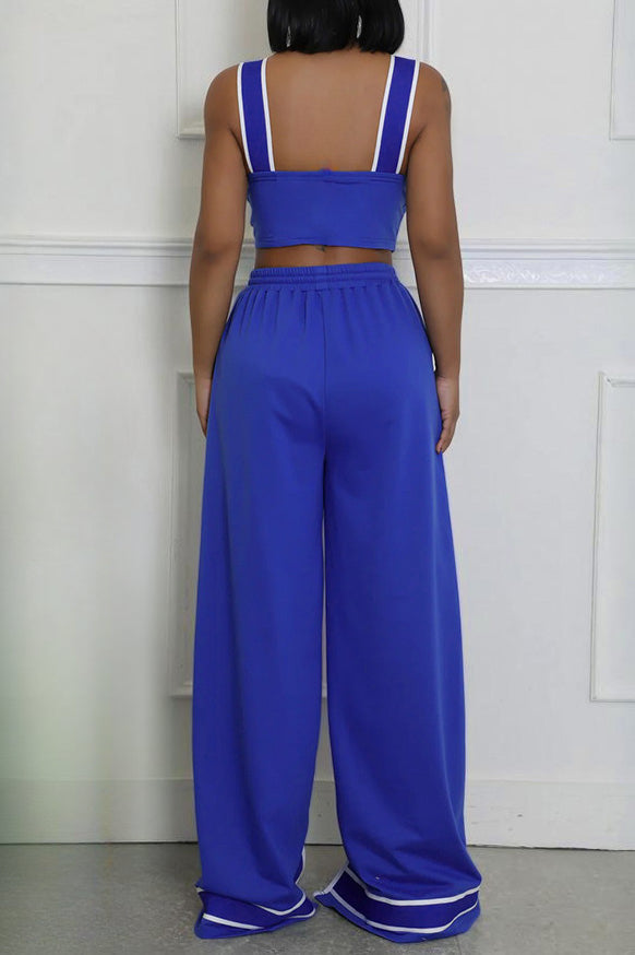 Stretch Sling Crop Vest Slit Wide Leg Pants Set Lavish Daily