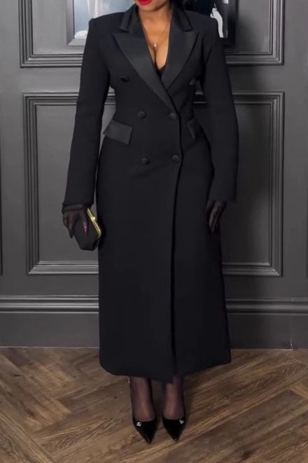 Black Double-Breasted Tuxedo Coat Lavish Daily