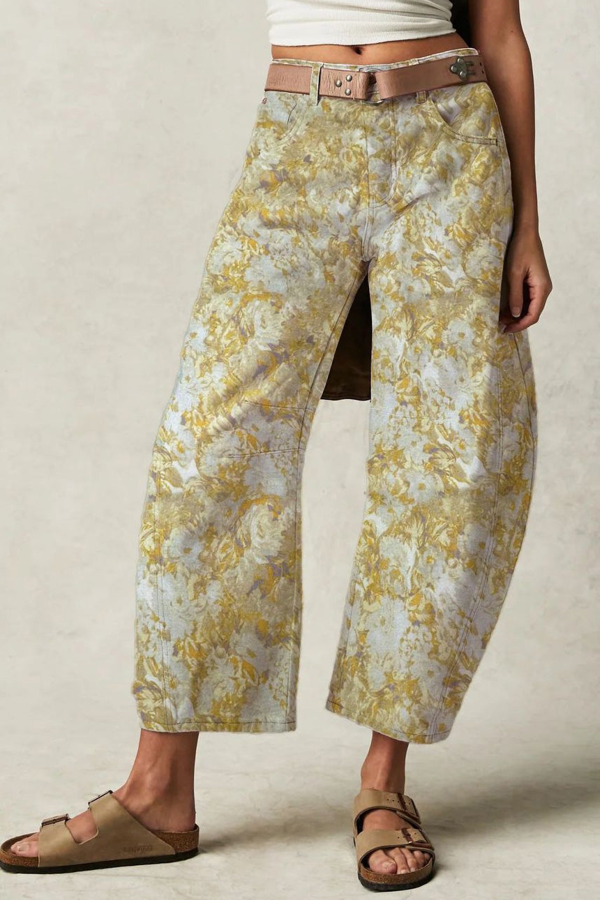 Vintage Floral Relaxed Barrel Leg Jeans Lavish Daily