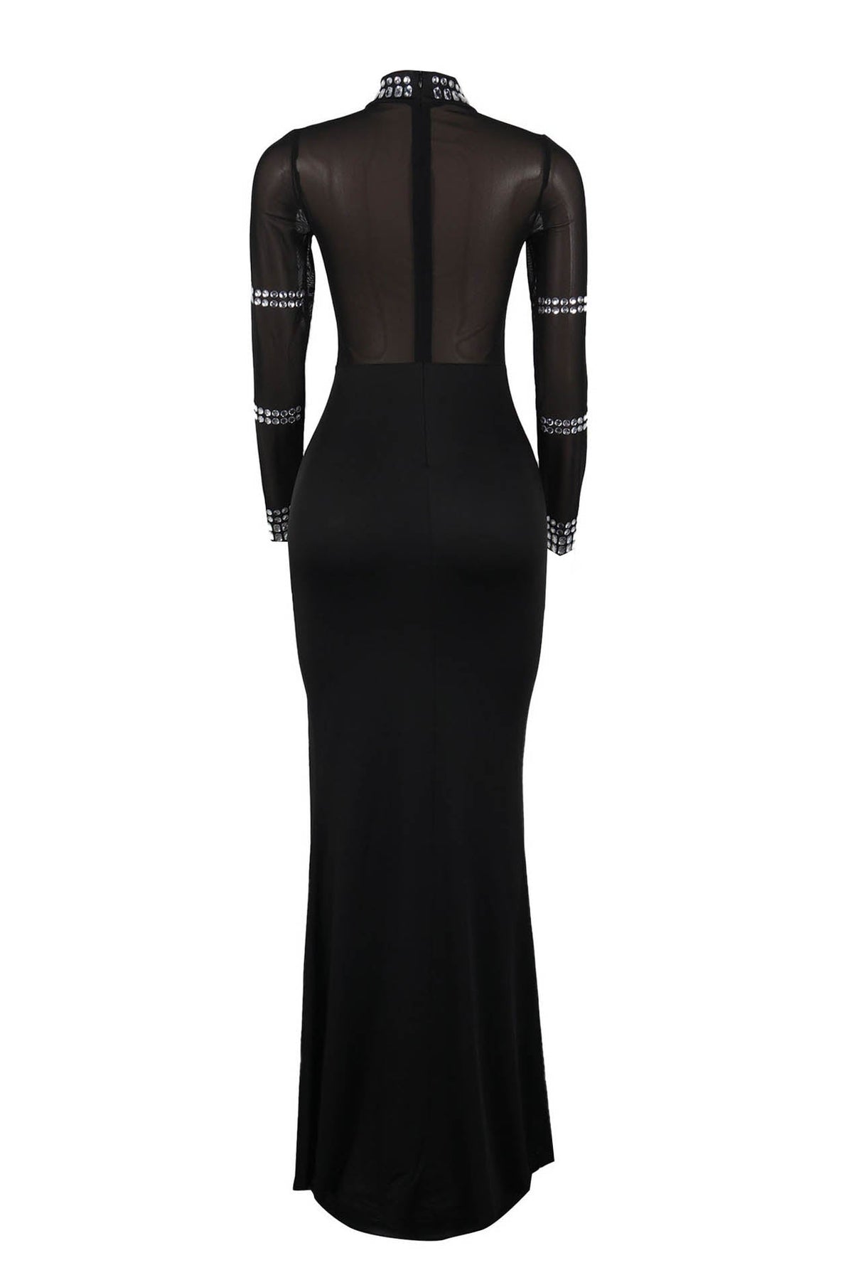 V-Neck Long Sleeve Split Hem Dress Lavish Daily