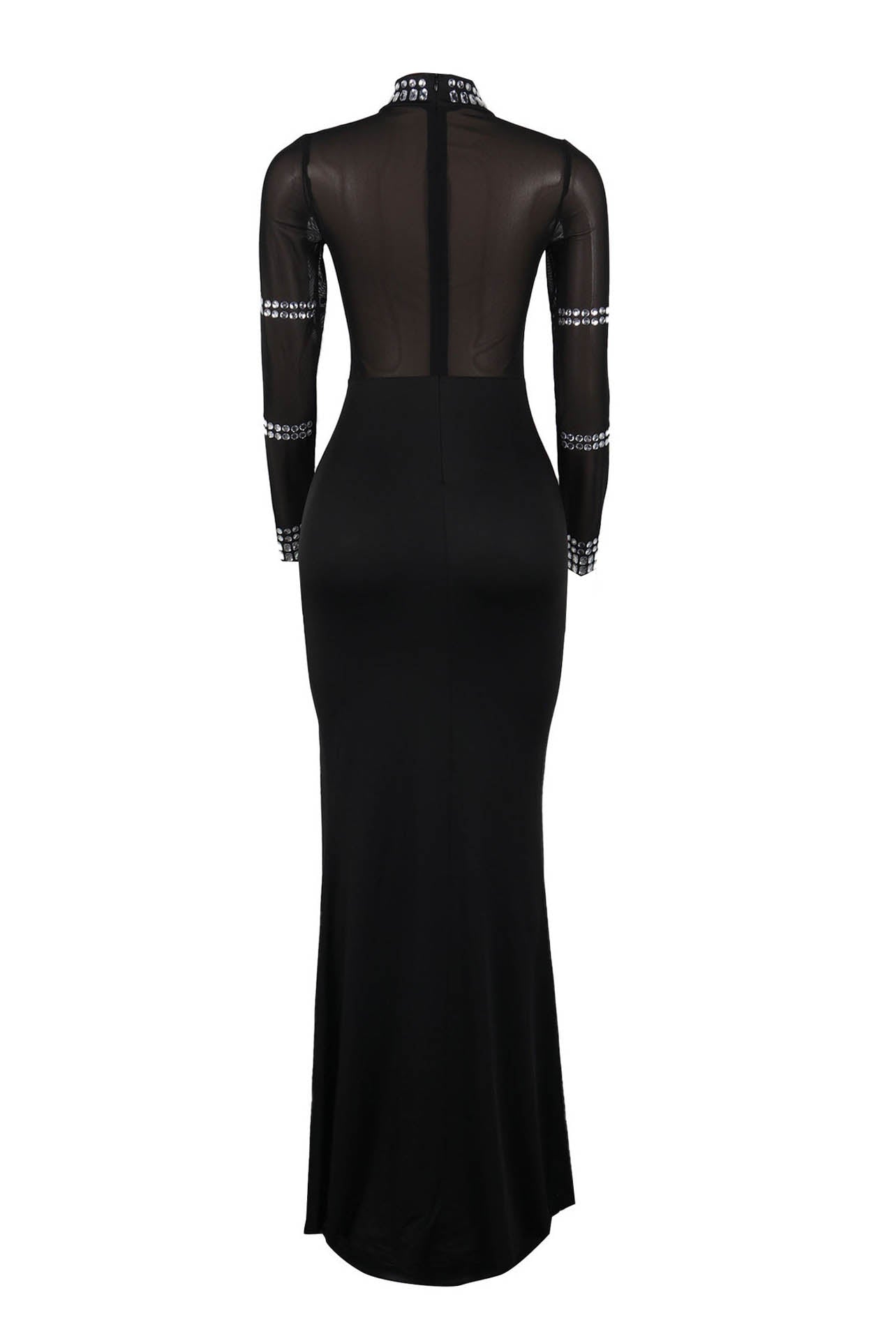 V-Neck Long Sleeve Split Hem Dress Lavish Daily