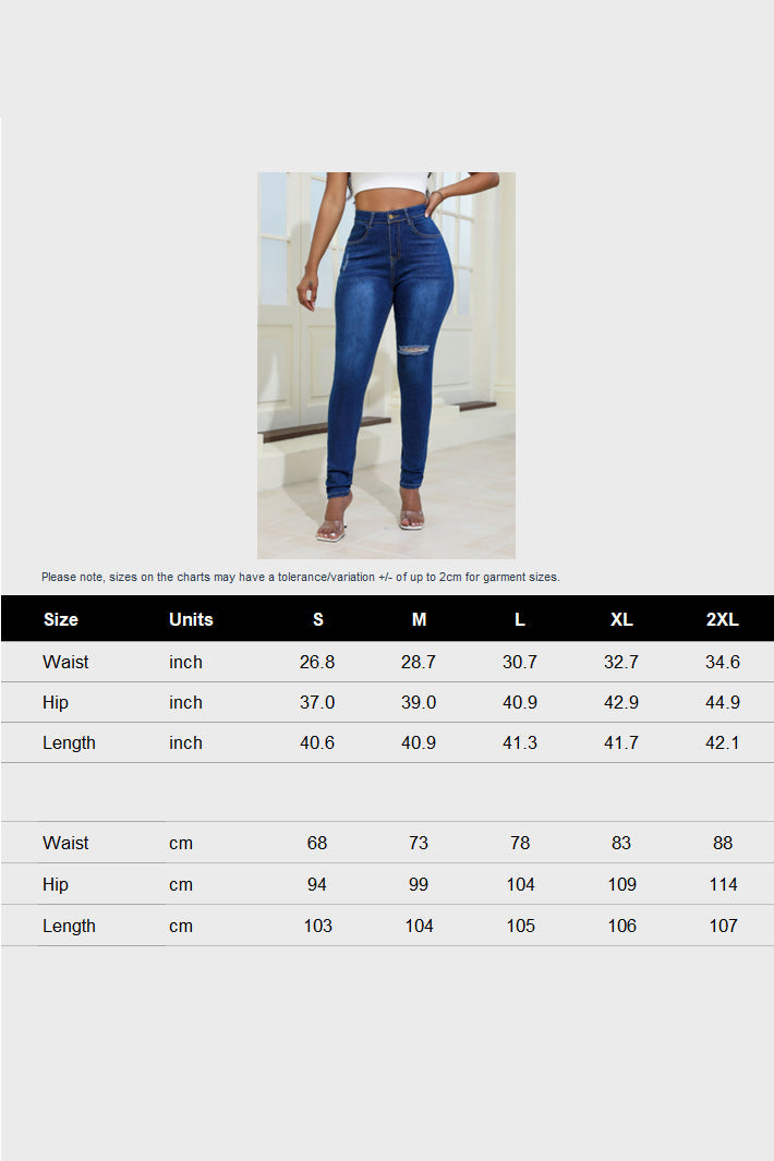 High Waisted Skinny Ripped Jeans Lavish Daily