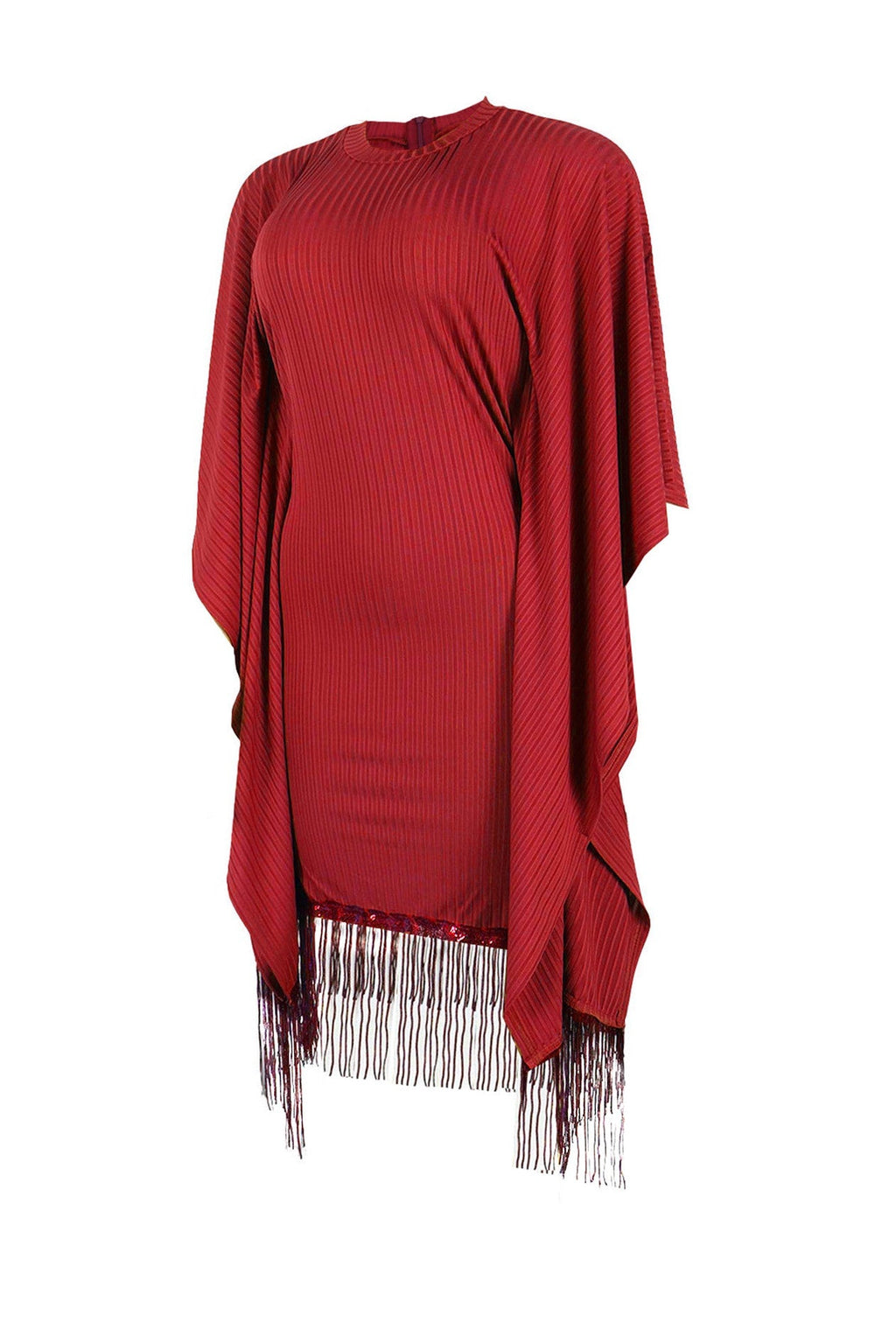 Sequin Fringe Batwing Sleeve Bodycon Dress Lavish Daily