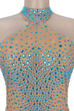 Sheer Mesh Rhinestone Slim Fit Dress LavishDaily