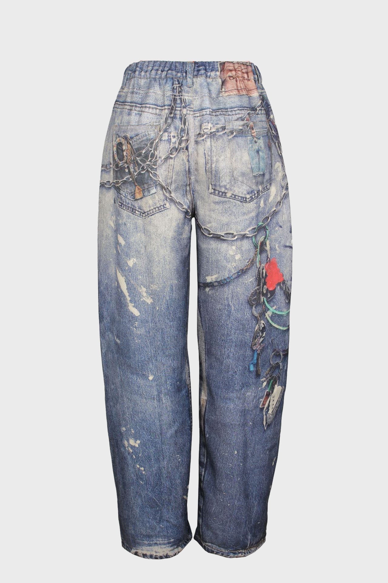 Printed Wide-Leg Casual Trousers Lavish Daily