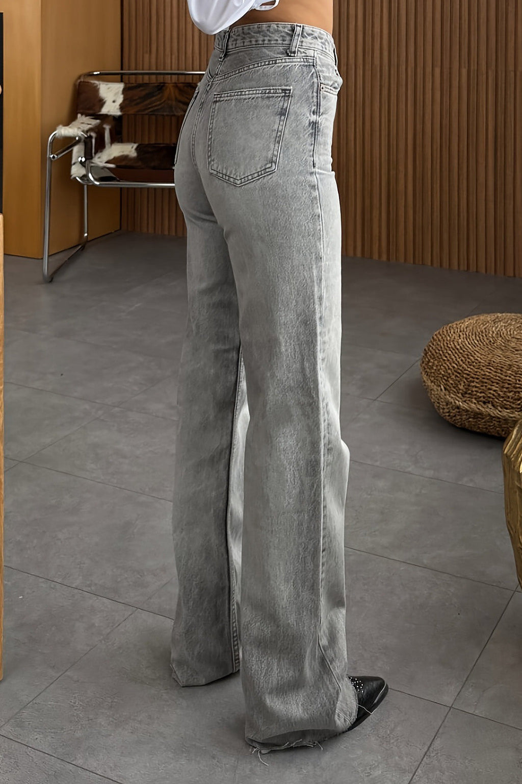 High Waist Washed Straight Leg Jeans Lavish Daily