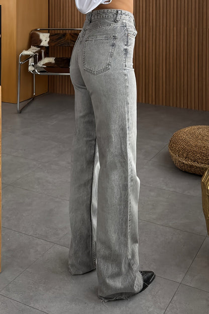 High Waist Washed Straight Leg Jeans Lavish Daily