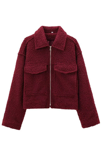 Tweed Cropped Zip Up Jacket Lavish Daily