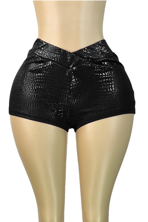 Stretch Faux Leather Bodycon Shorts Lavish Daily