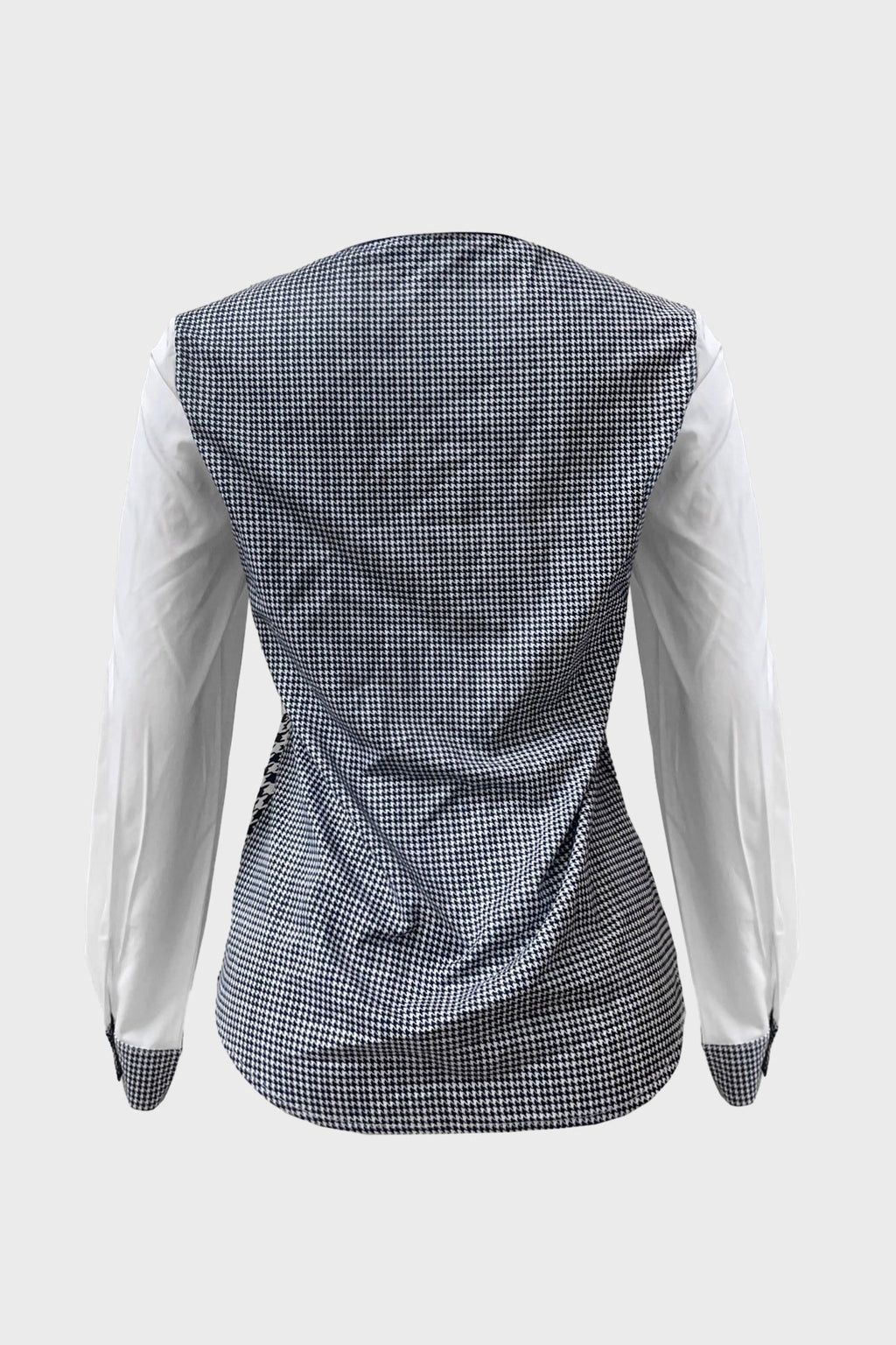 Houndstooth Plaid Button Down Shirt Blouse Lavish Daily