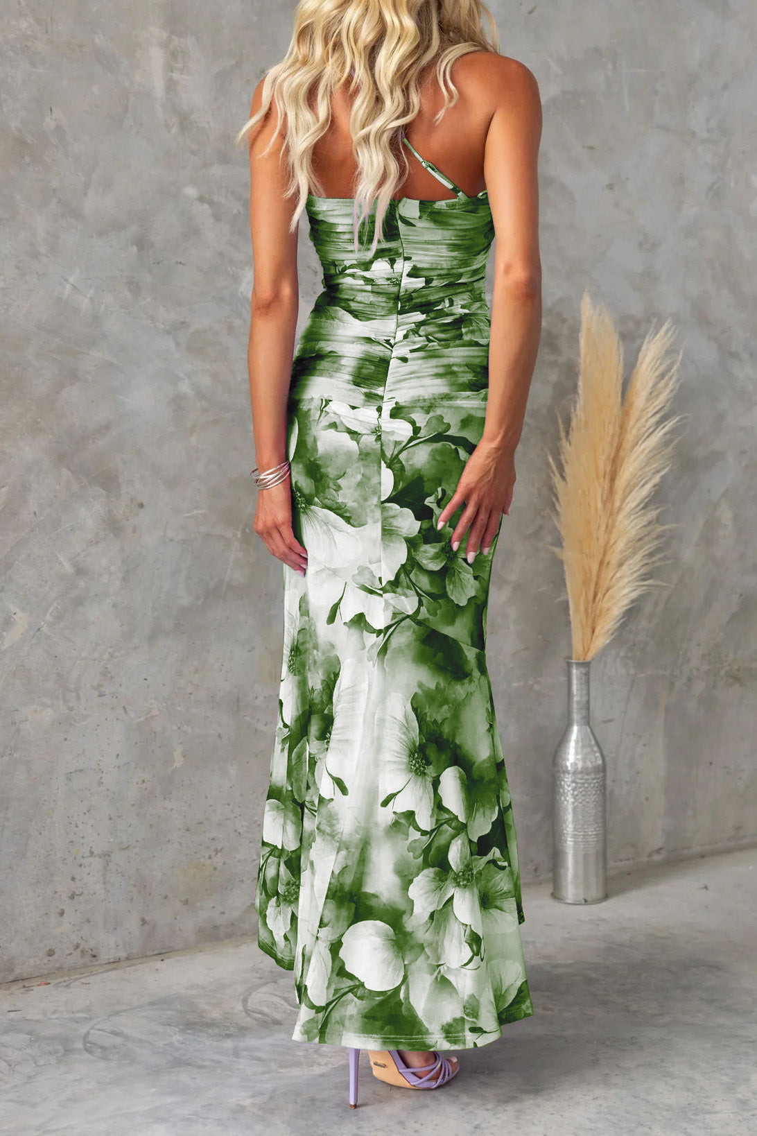 Off-Shoulder Floral Slim Irregular Maxi Dress Lavish Daily