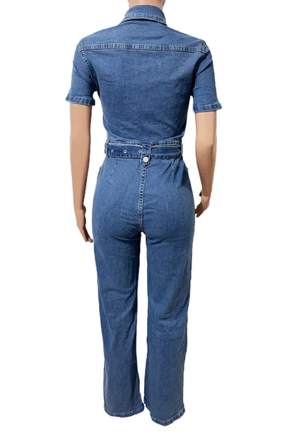 Elegant Wide-Leg Denim Jumpsuit Lavish Daily