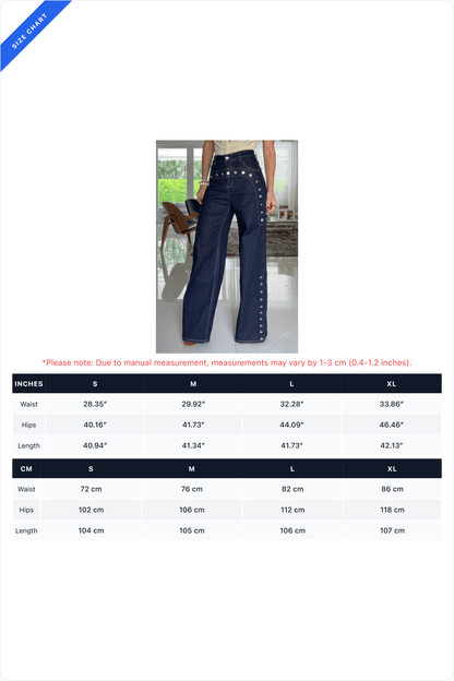 High-Rise Studded Wide-Leg Jeans Lavish Daily