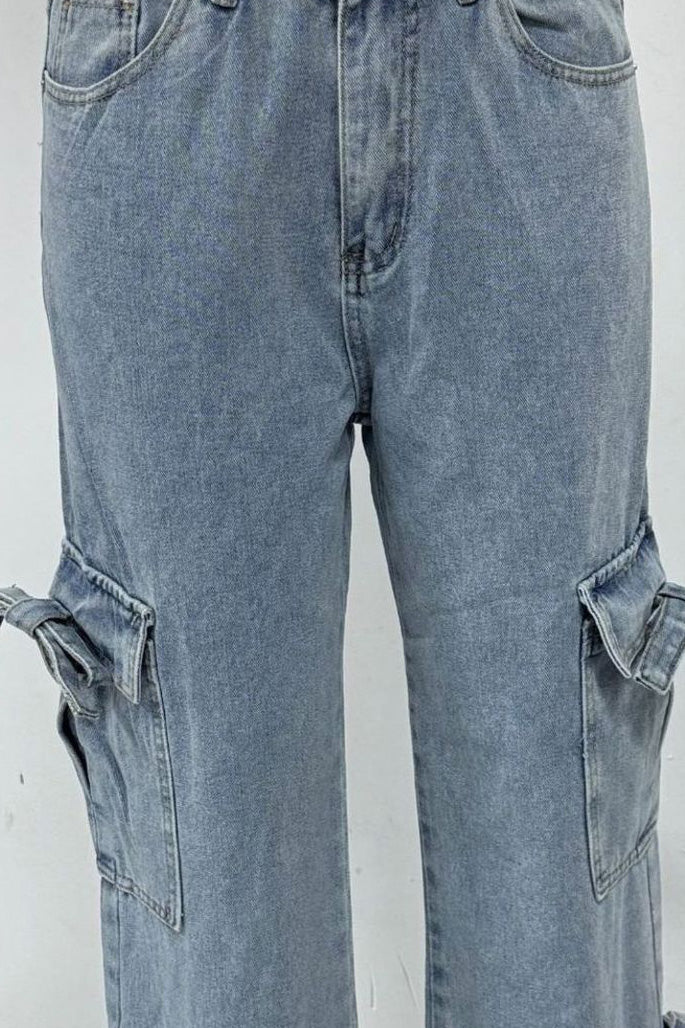 Low Rise Wide Leg Cargo Jeans Lavish Daily