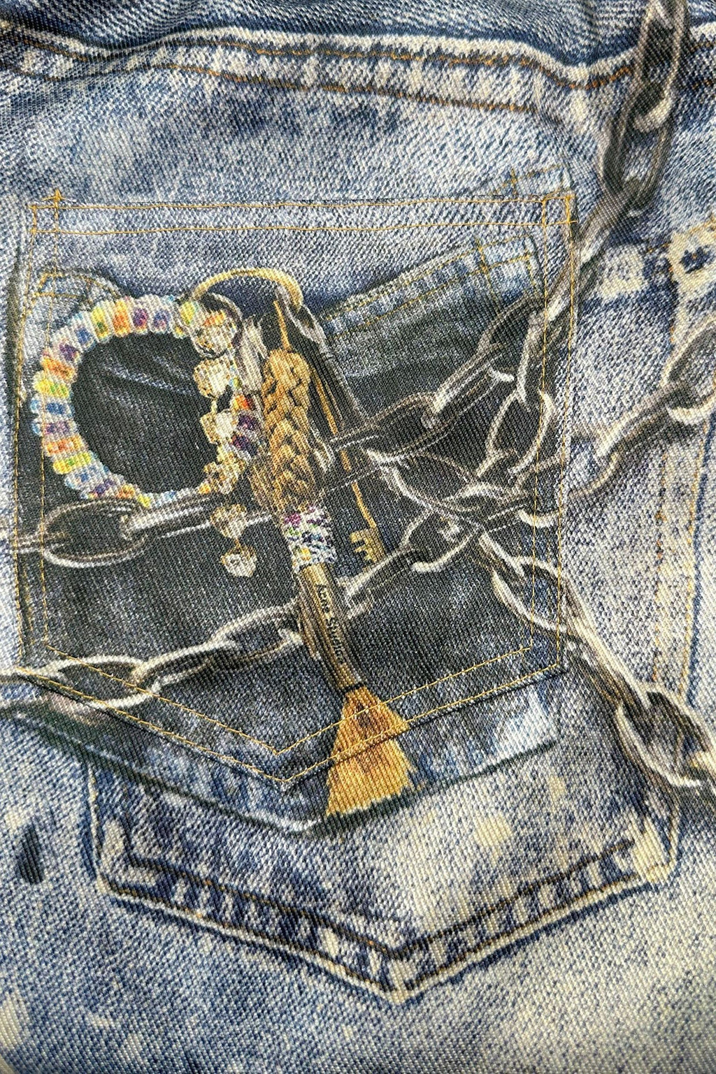 3D Print Denim Leather Wide-Leg Dopamine Pants Lavish Daily