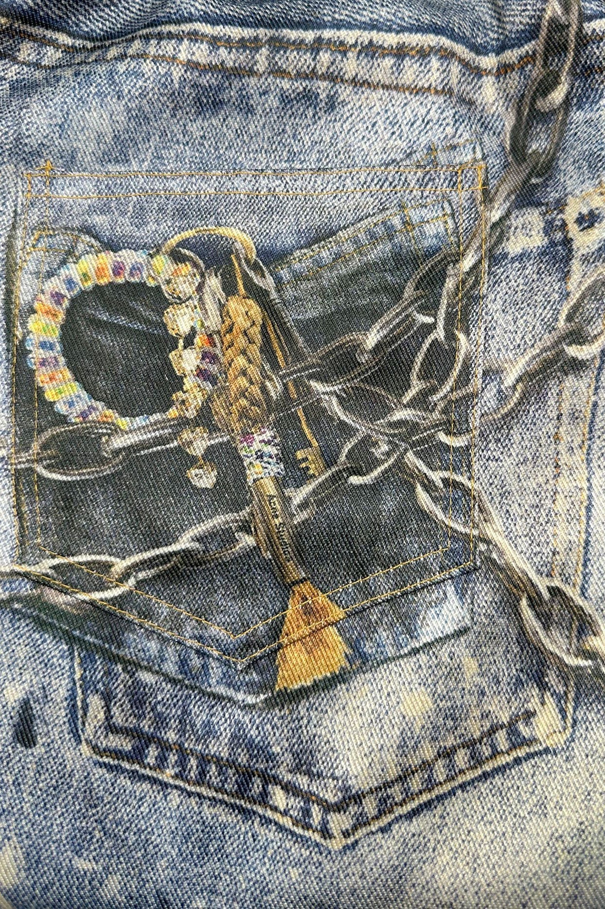 3D Print Denim Leather Wide-Leg Dopamine Pants Lavish Daily