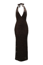 Halterneck Sequin Maxi Dress Lavish Daily