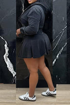 Casual Washed Denim Skirt Set Lavish Daily