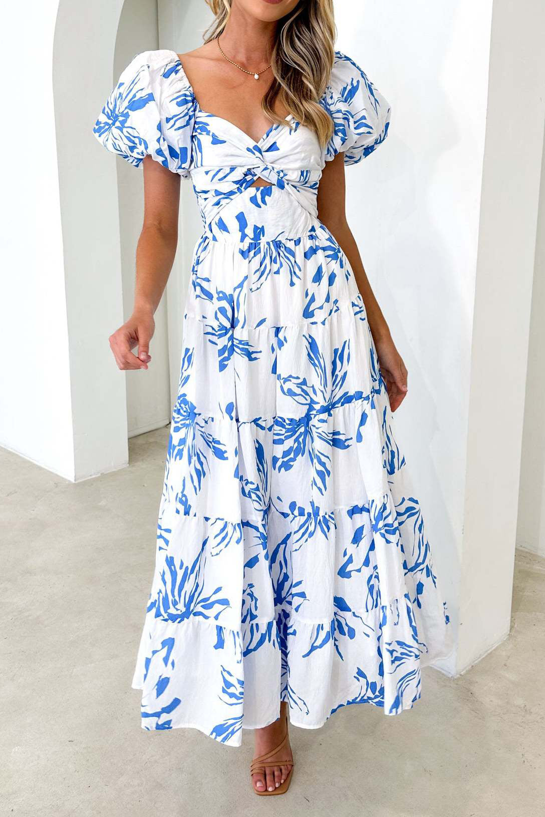 Seaside Printed Puff Sleeve Dress Lavish Daily