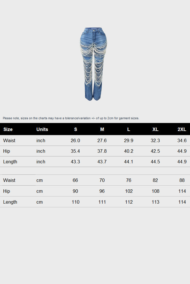 Rhinestone Denim Jeans Lavish Daily