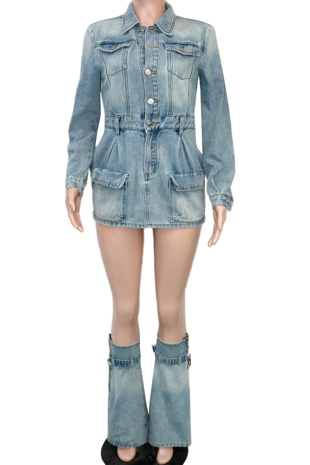 Denim Dress with Leg Warmers Lavish Daily