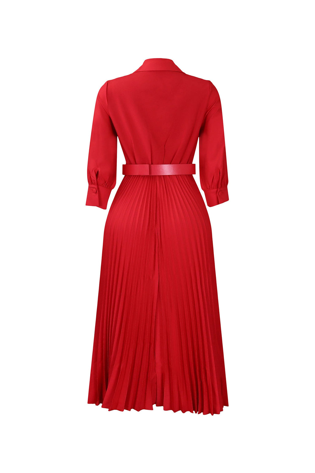 Plus Size Long Sleeve V-Neck Pleated Maxi Dresses Lavish Daily