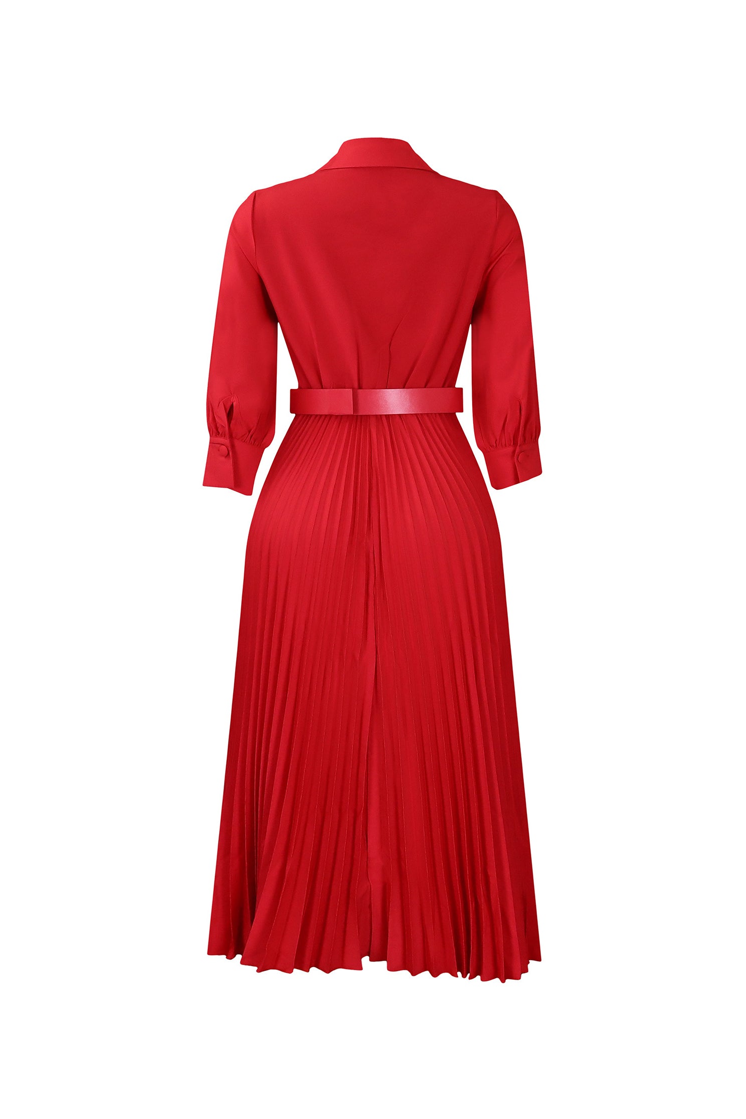 Plus Size Long Sleeve V-Neck Pleated Maxi Dresses Lavish Daily